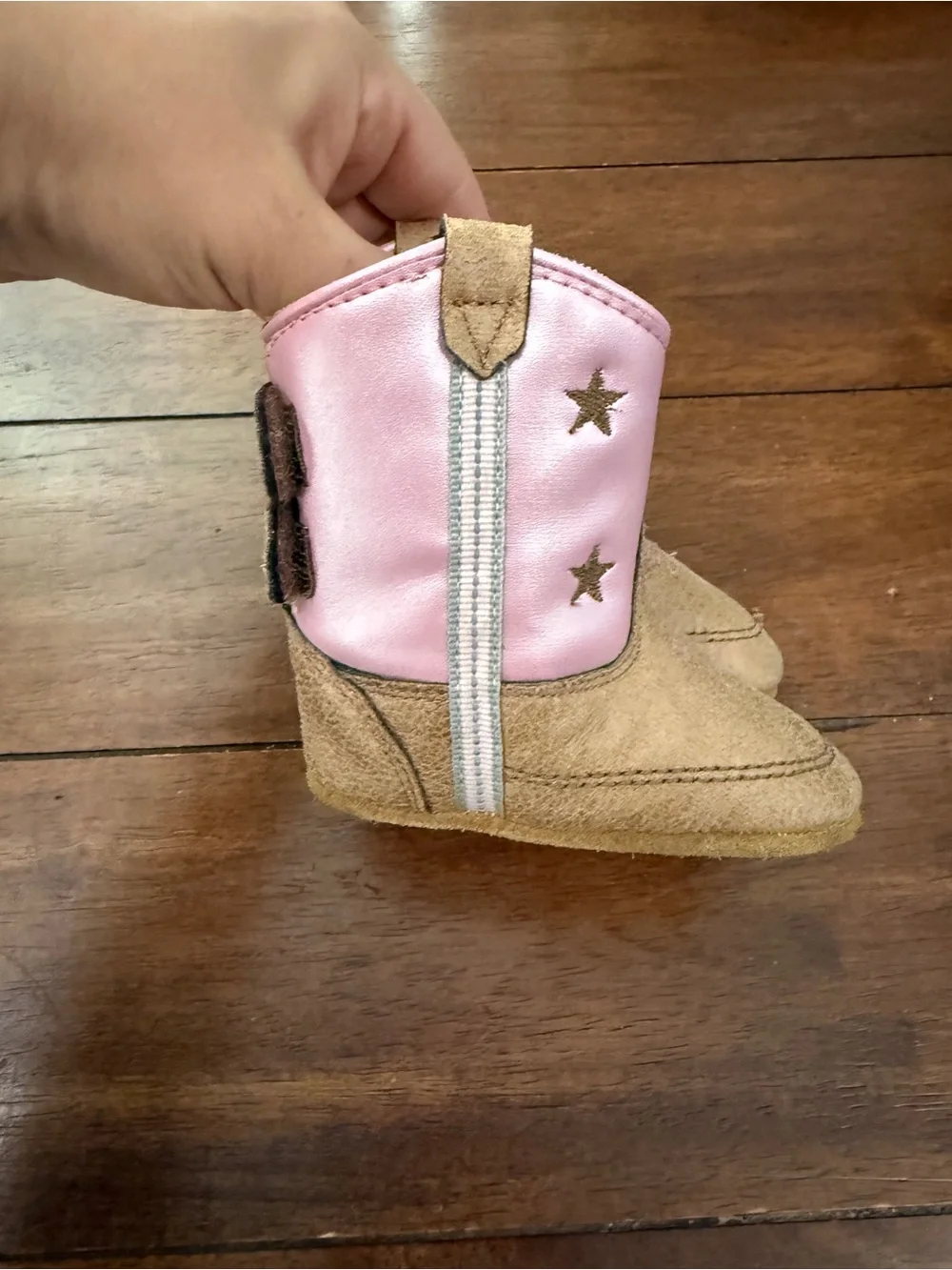 Boot Barn Toddler Girl Pink and Tan Star Western Boots